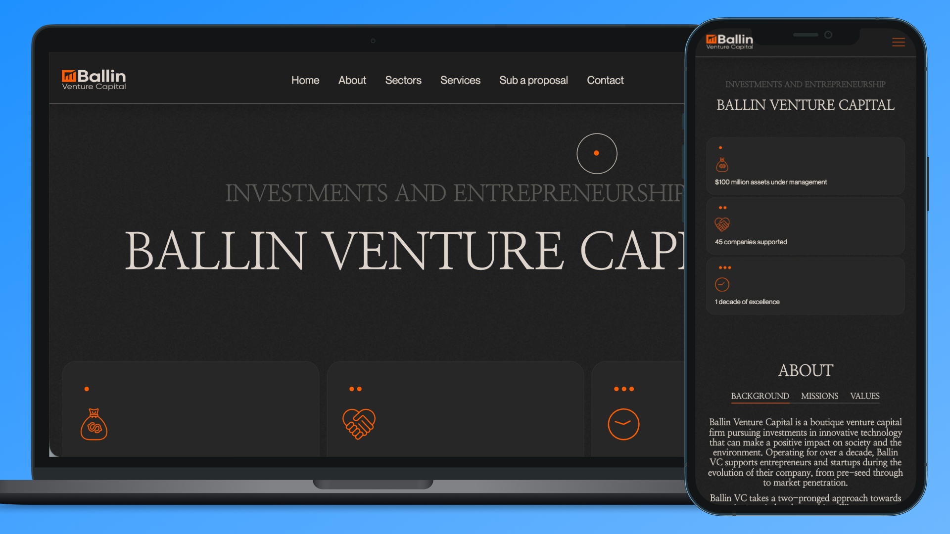Сайт венчурного фонда Ballin Venture Capital – строгий и надёжный